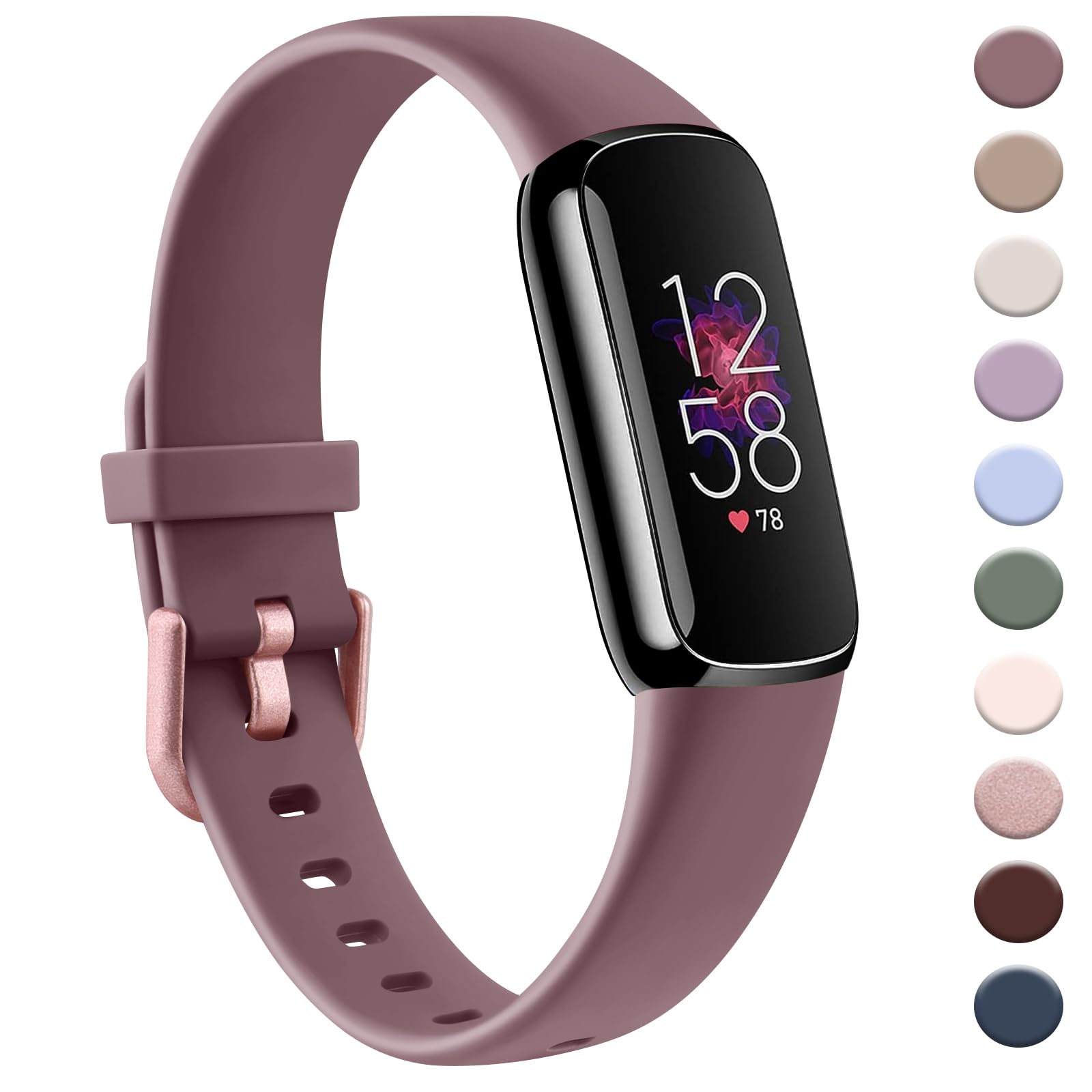 AK Sport Band Compatible with Fitbit Luxe Bands for Women Men, Soft Silicone Replacement Sport Straps Wristbands for Fitbit Luxe Fitness and Wellness Tracker (Large,Smoke Violet) — image 1