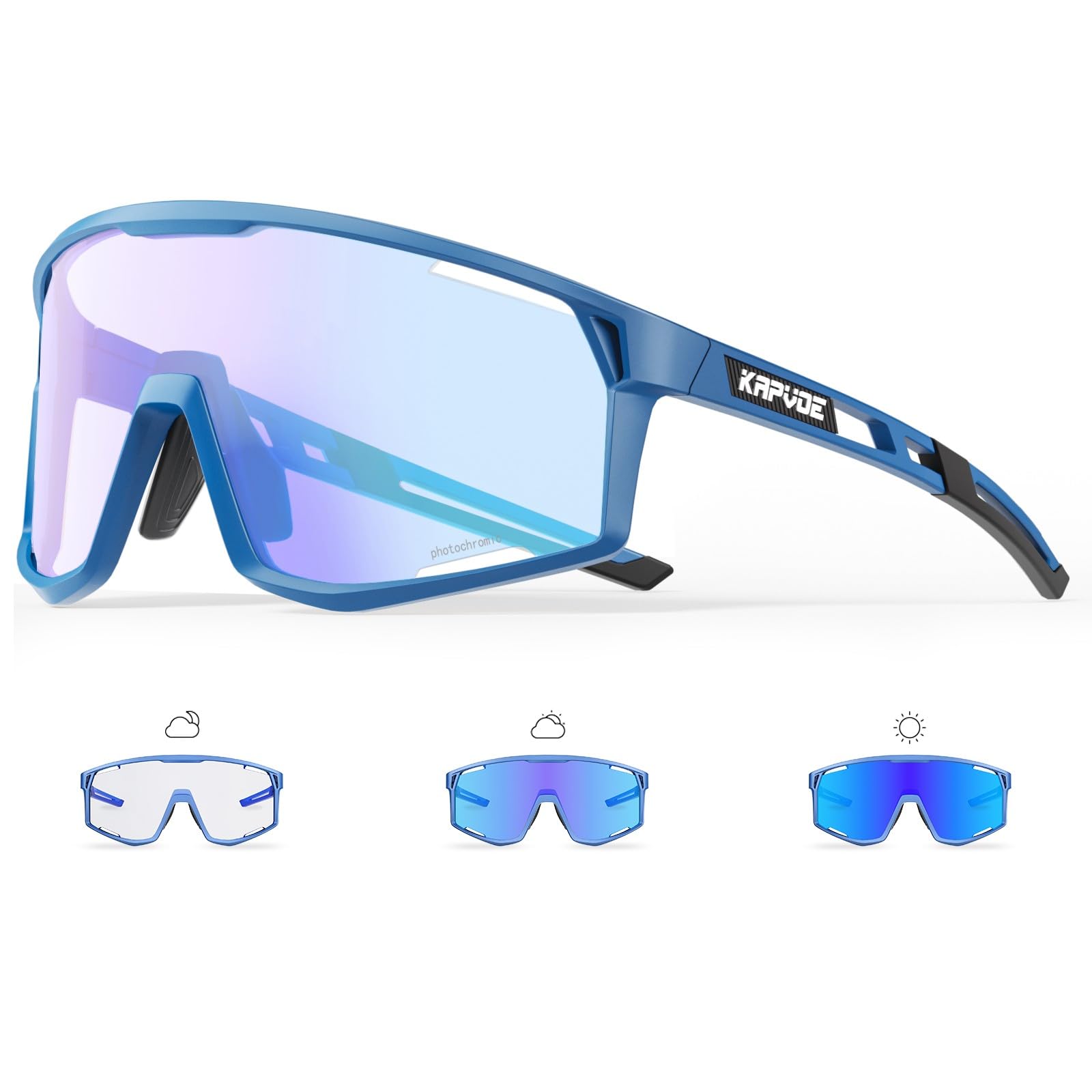 KAPVOE Gafas de Ciclismo Fotocromáticas Hombre Mujer TR90 Gafas de Sol Deportivas Running Transparente Gafas MTB Bicicleta Montaña Gafas Bici BTT Accesorios