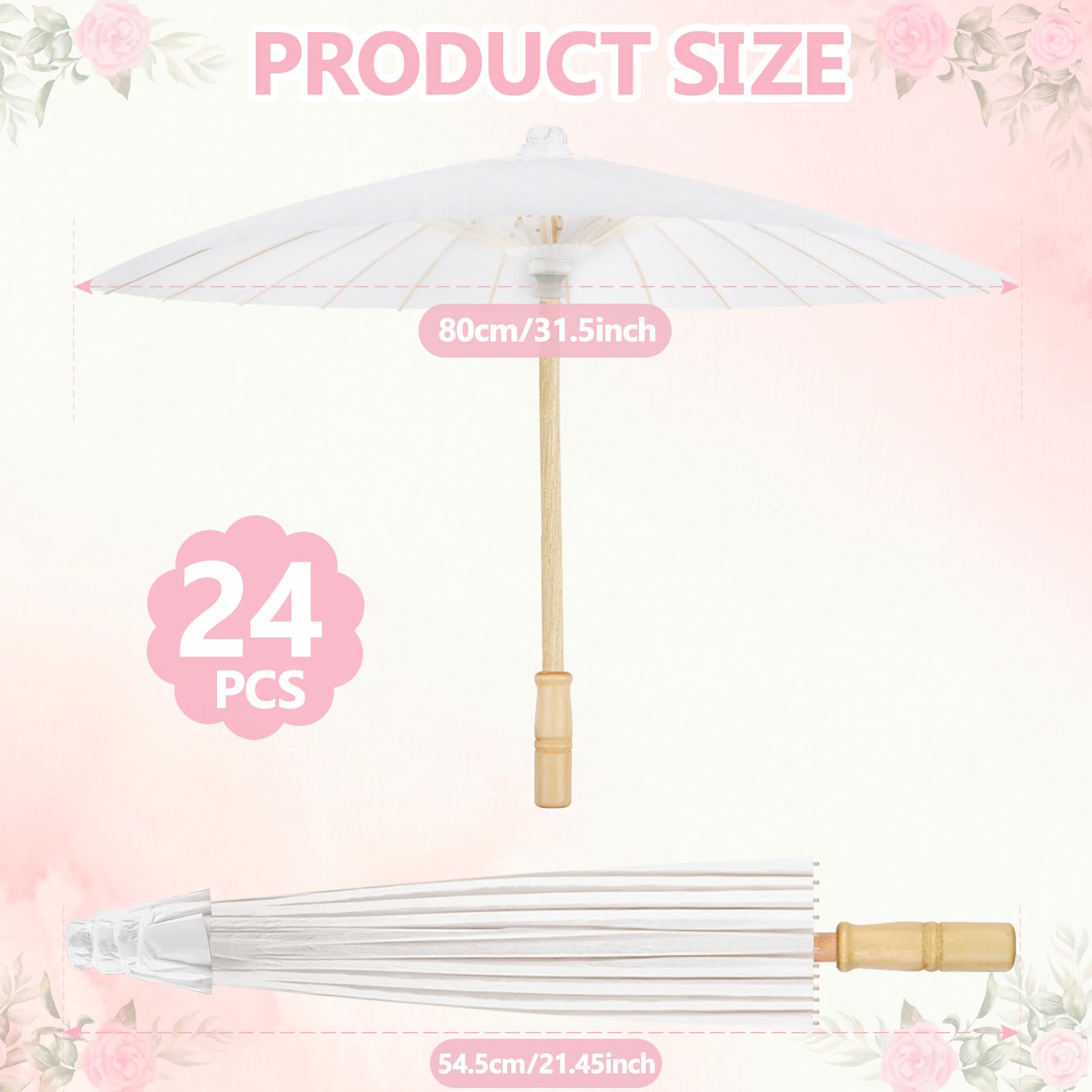 Vakuny 24 Pcs Paper Hand Fan for Wedding 24 Pcs Paper Umbrella, 33 inch  Decorative Umbrellas Chinese Japanese DIY Parasol Painting Carfts for  Aldult Party Favors Supplies Photography Props : Amazon.sg: Home