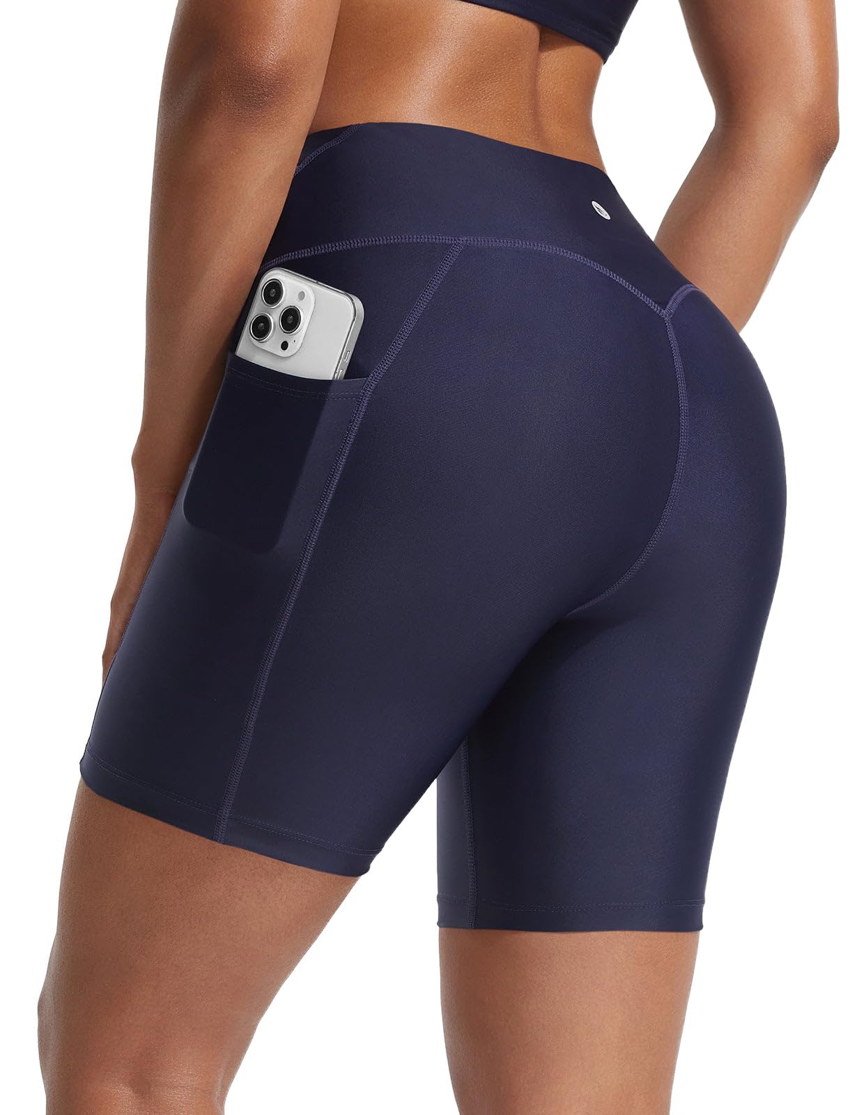 baleaf Badeshorts Damen Hohe Taille Bauchkontrolle UPF50+ Badehose Schwimmhose mit Taschen Blau XL