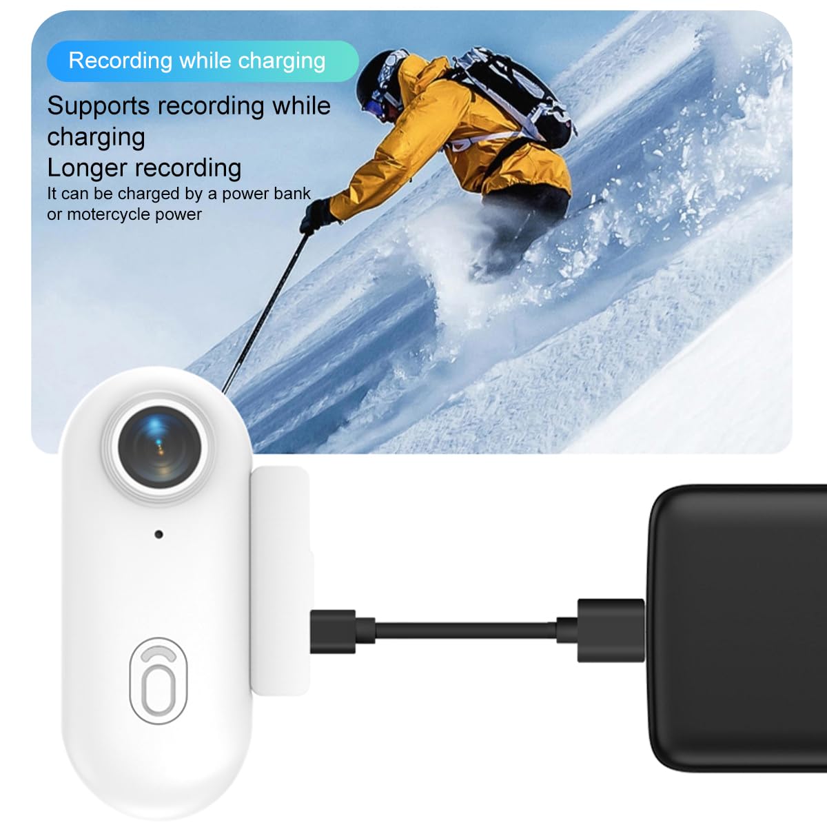 Winnes Mini Camera Sport 1080p WiFi Vlog Camera Vango de 120 °, cámara de Pulgar IP68 Impermeable a 30 m, batería de 800 mAh Adecuada para Bicicletas, esquí, Buceo, Animales (Black)