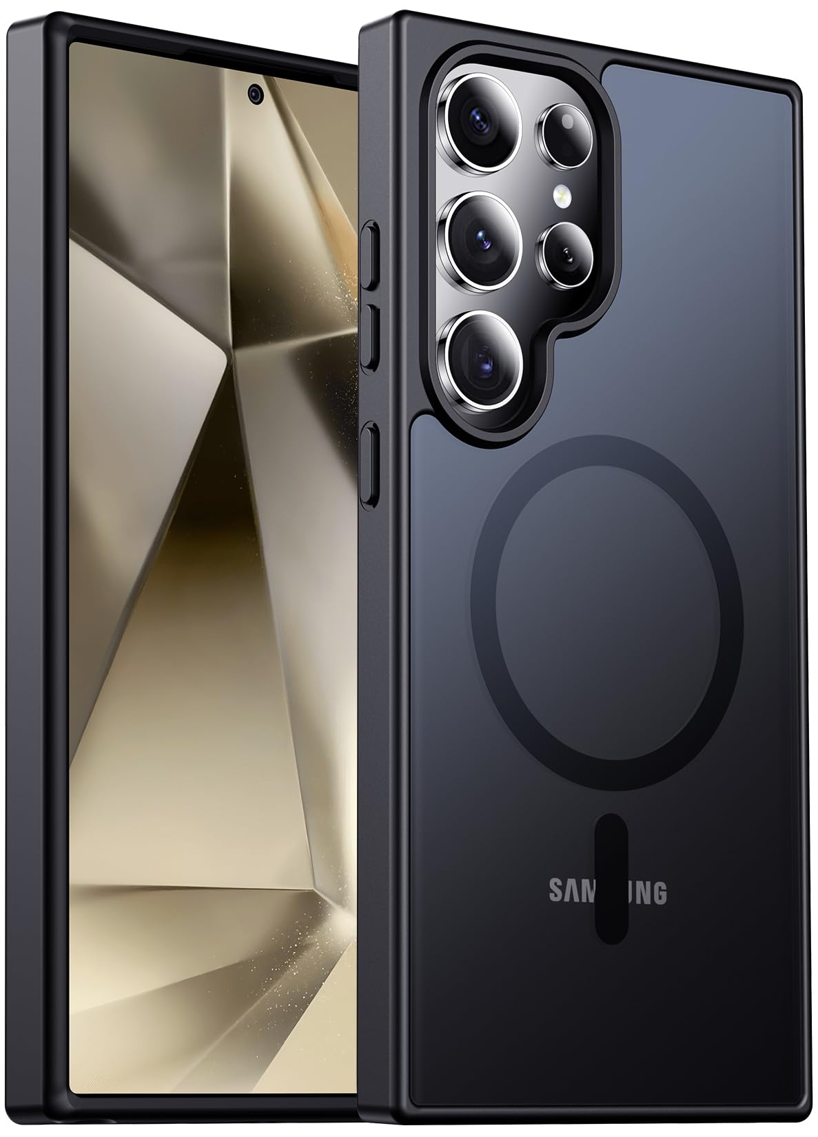 Renmou Designed for Magnetic Samsung Galaxy S24 Ultra Case,[Compatible with MagSafe] [Military Grade Drop Protection] Slim Translucent Matte