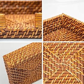 HNCmua Flat Napkin Holder - Rattan Napkin Holder - Napkin Holder for Kitchen - Rattan Paper Tray - Napkin Holder Basket…