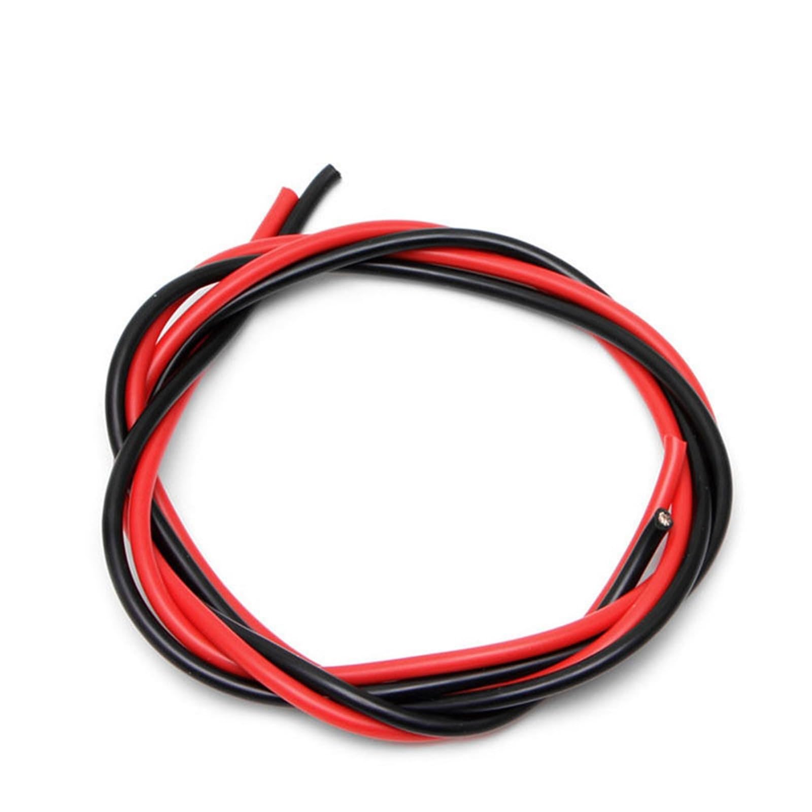 Outdoor Extension 1 Meter Red and 1 Meter Black Flexible Silicone Electrical Wire 10AWG 14AWG 16AWG Soft Cable Copper Stranded Wire Solar sheathed(Size:12 AWG)