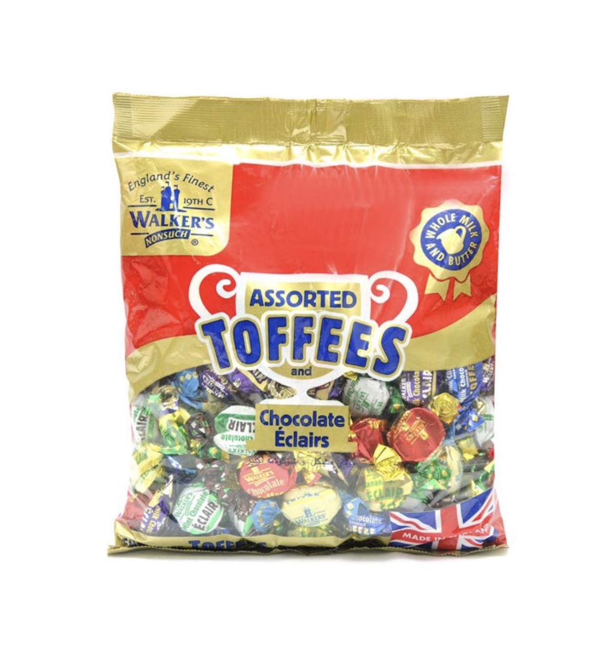 WALKERS NONSUCH ASSORTED TOFFEES AND CHOCOLATE ECLAIRS BAG 150G (BEST