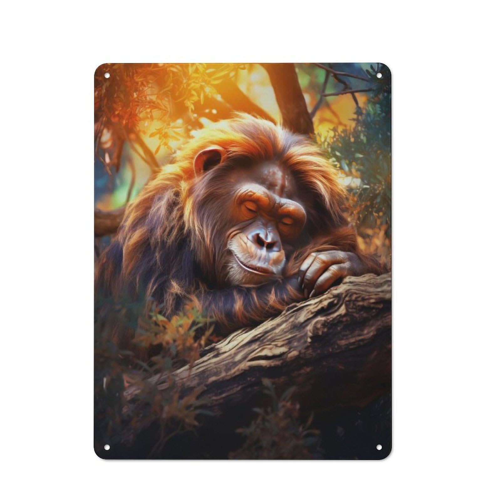 Junmoney Chimpanzee In The Trees Tin Wall Plaque 40X30cm With For Studio Or Craft Room, For Metal Sign Collectors, For Kitchen And Home Bar Decor