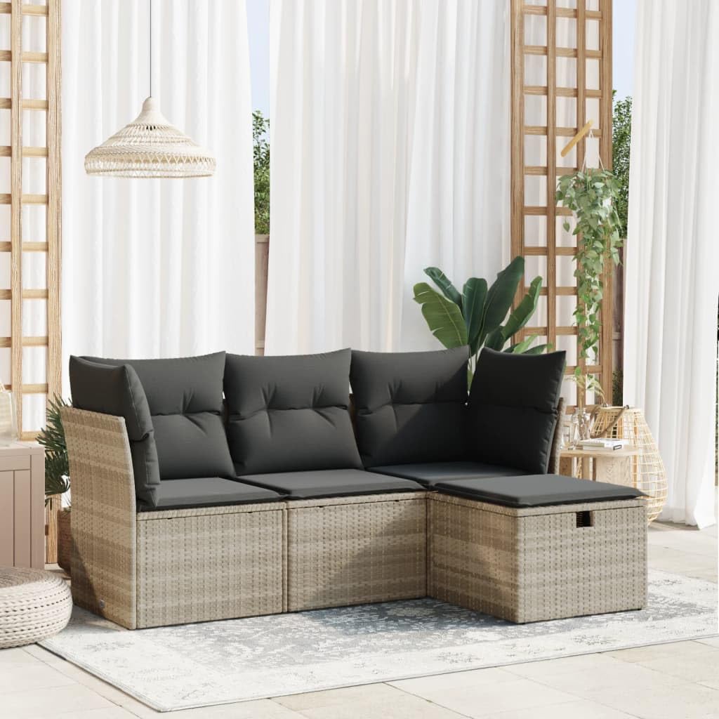 Canapés de jardin pour terrasse et balcon salon extérieur modulable gris avec coffre