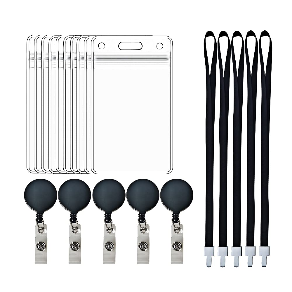 Buy 10 Pack Badge Holders, Vertical Transparent ID Badge Card Holder