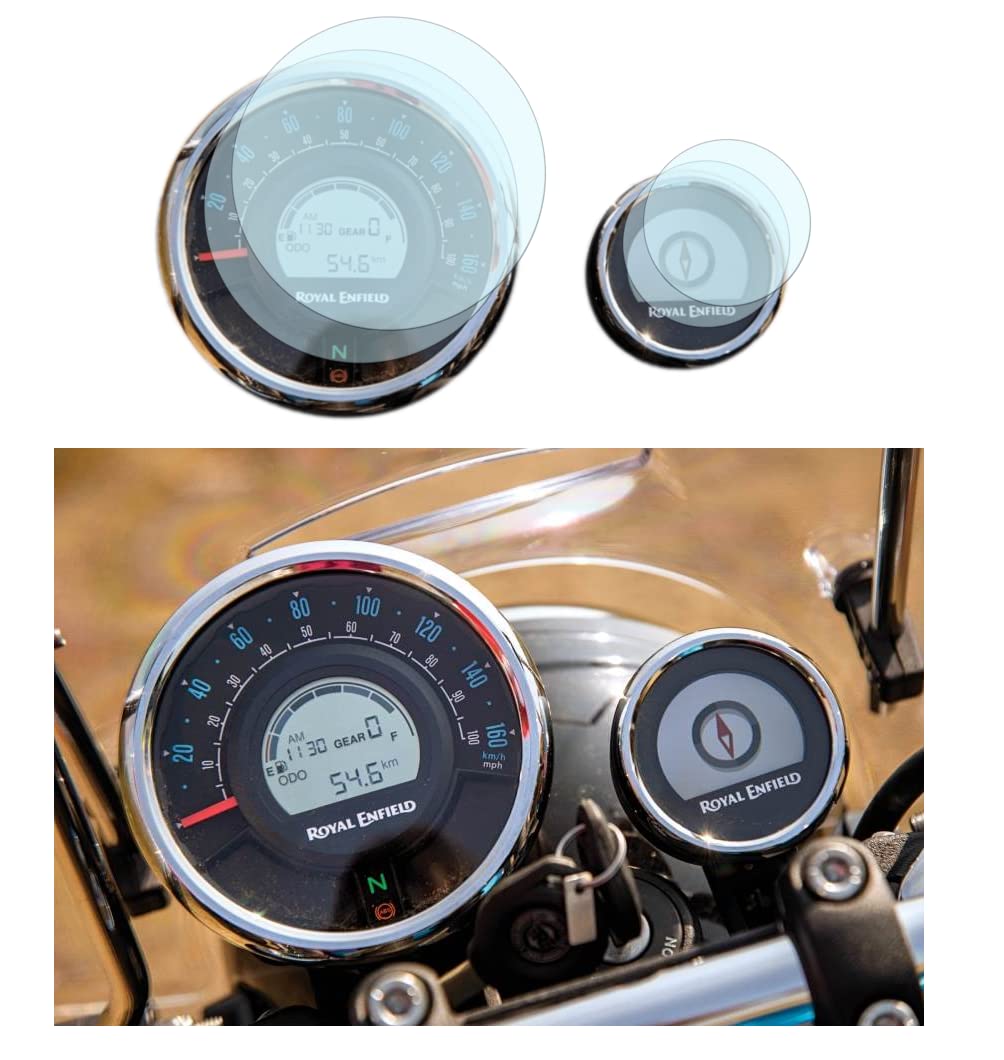 FriendZon 9H Screen Guard Protector For Royal Enfield Meteor 350 / Scram 411 / Hunter 350 || Instrument Cluster Protector || Anti Scratch || Anti Fingerprint [Not Tempered Glass] (Pack of 2)