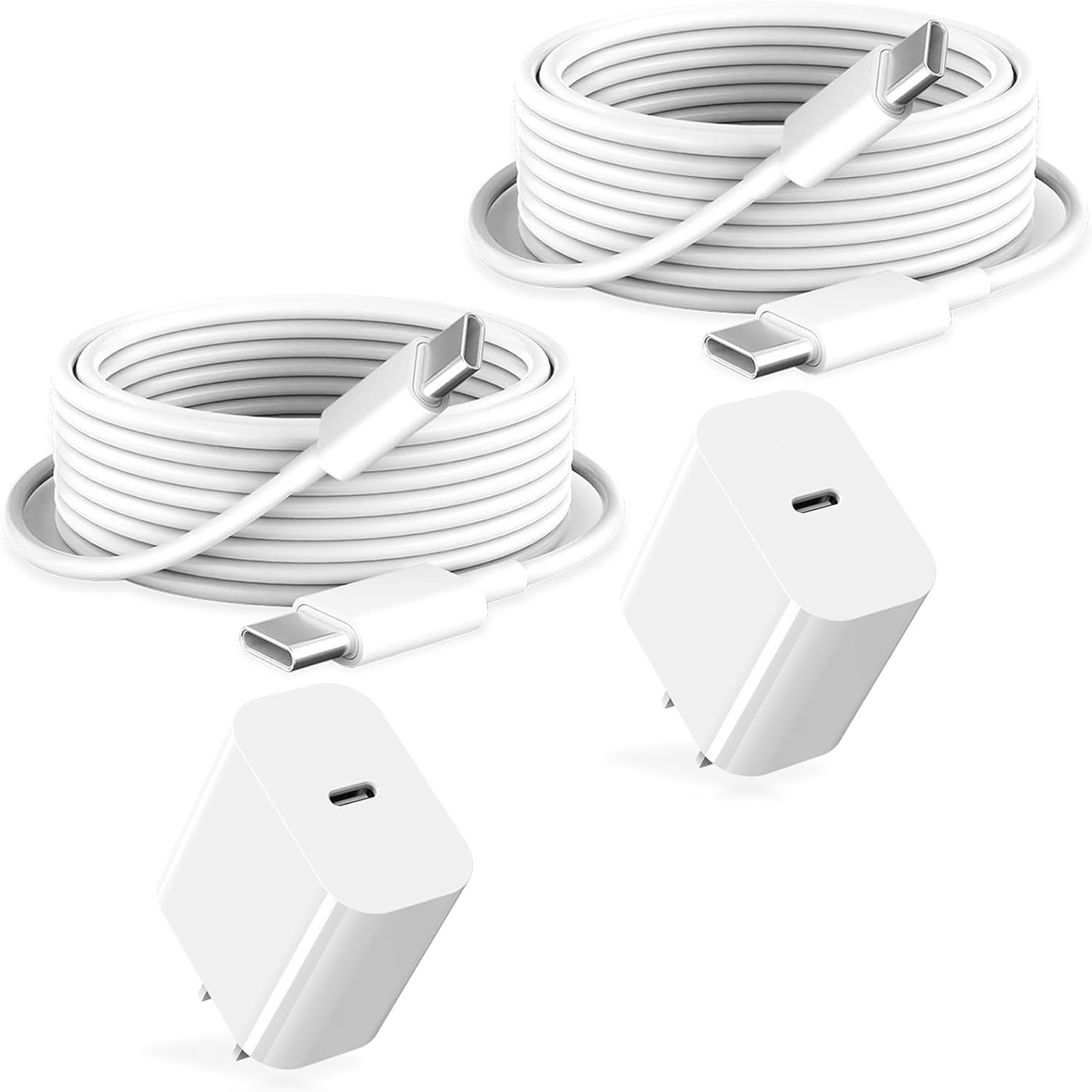 iPad Charger Fast Charging 6ft USB-C Cable & 20W USB-C Charger Block 2-Pack for Apple iPad A16/11th/10th/Pro 13/12.9/11/Air/Mini A17 Pro, iPhone 17/16/15 Series, White