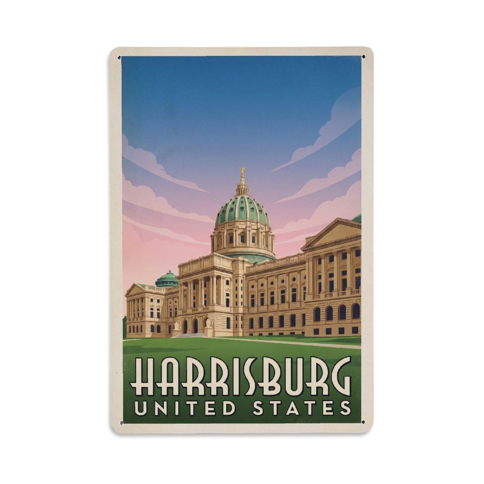 Xanthor Style Retro Travel Usa Harrisburg Metal Tin Sign