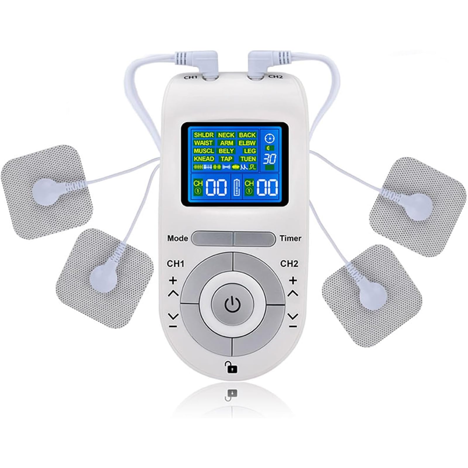 Máquina TENS De Doble Canal, Masajeador De Pulso con Estimulador Muscular De Unidad TENS, 12 Modos Y 40 Intensidades Ajustables, para Dolor De Espalda, Cuello Y Articulaciones