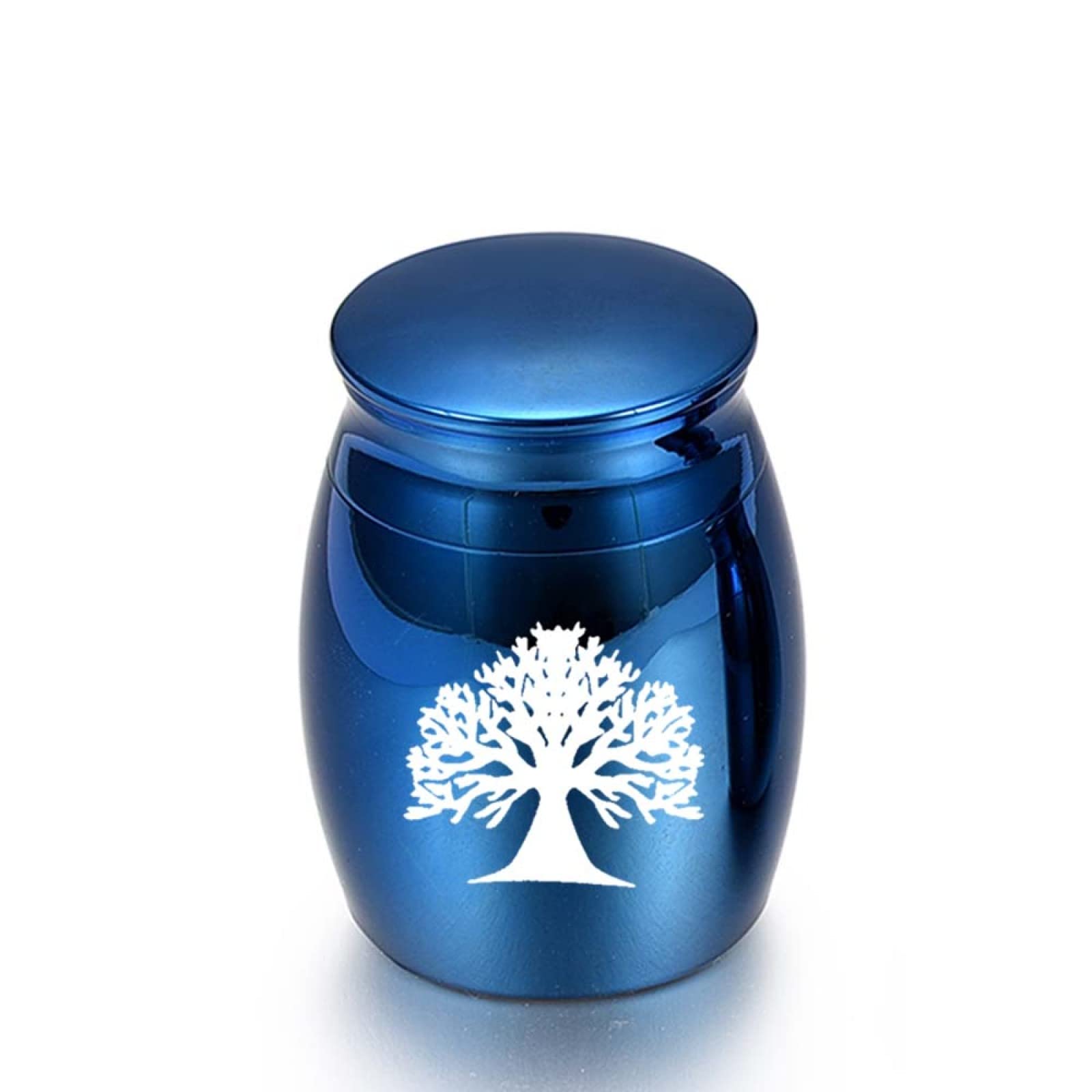 LZHLMCL Urna Ceneri Umane Urne Funerarie in Alluminio Albero della Vita Ceneri Umane Ricordo Urne Cremazione Funerarie in Miniatura Blu 30 * 40 Mm