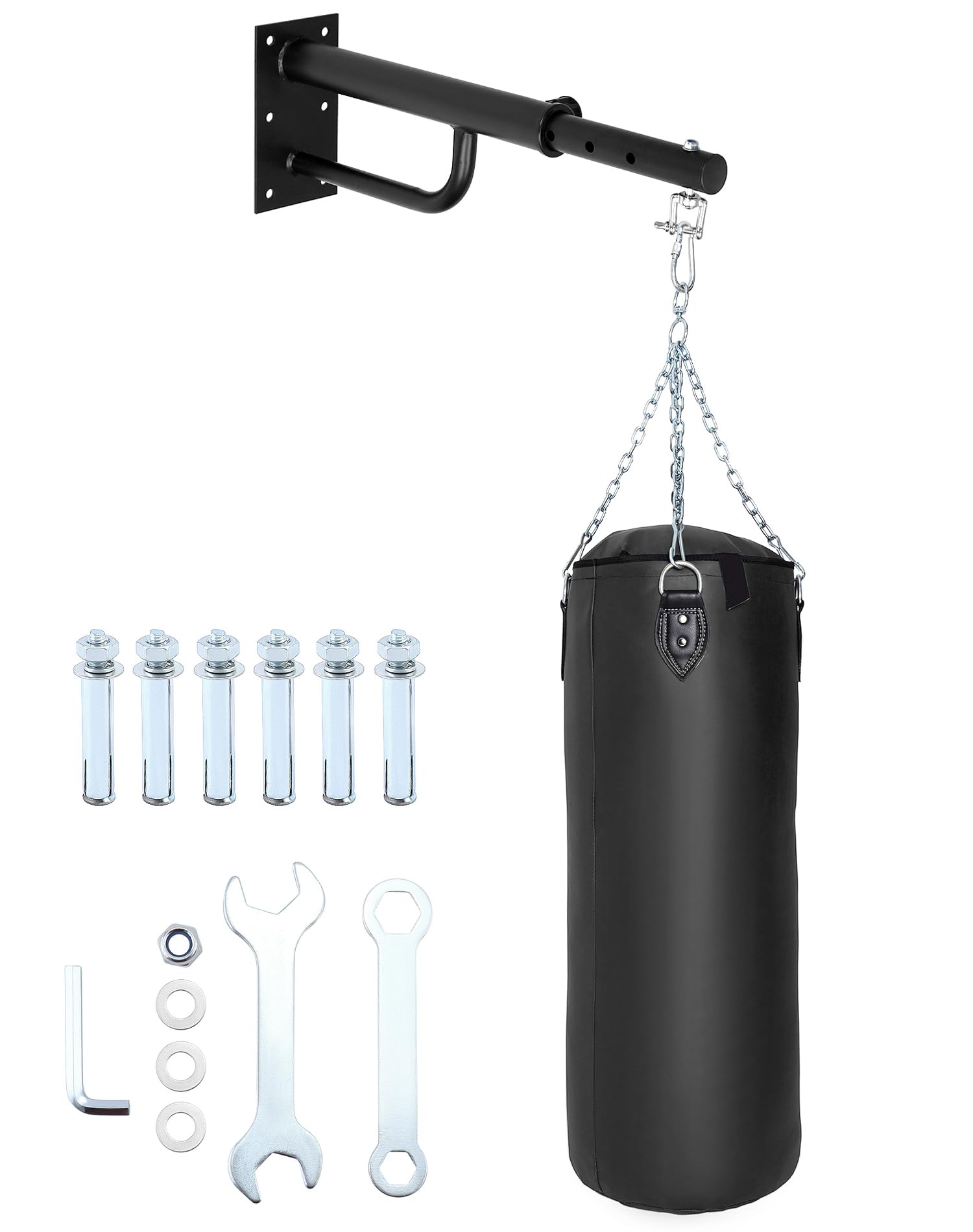 QWORK® Soporte para Saco de Boxeo de Acero Macizo, Ajustable 43-63 cm, Capacidad de Carga 150 kg