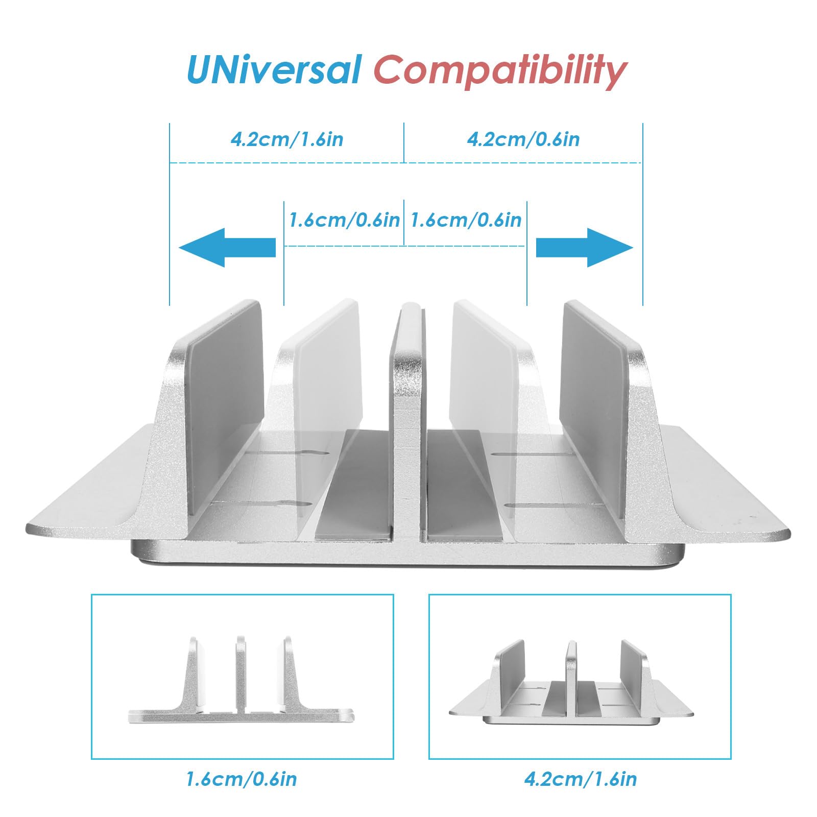 Lurrose Supporto Verticale per Laptop in Lega di Alluminio, Base da Scrivania a Doppio Slot per Notebook e Tablet, Porta Tablet Multiuso Finitura Cnc Liscia e Resistente