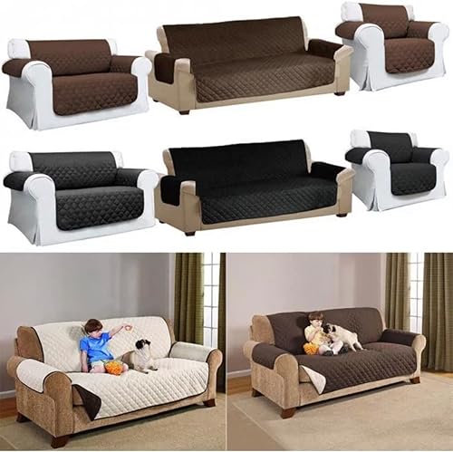 Miniatura 3 de Funda de sofá acolchada, lavable, extraíble, antidesgaste, protector de muebles para mascotas o niños (1, sillón reclinable y 2 plazas)