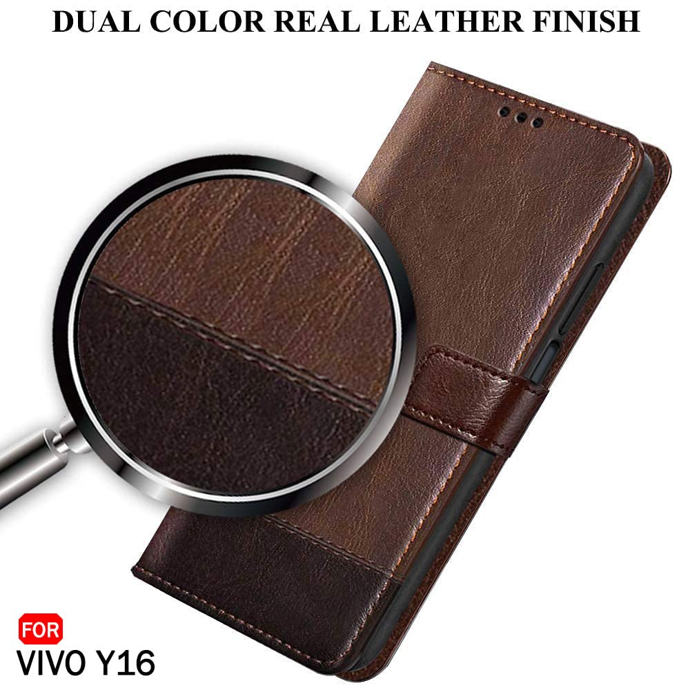 Vivo Y16 Flip Case - Leather Wallet Stand Cover -2