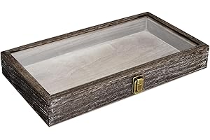 MOOCA Natural Wood Pistol Display Case with Glass Lid