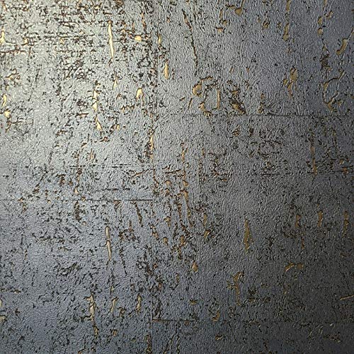 Wallcoveringsmart WMSR21040601 Faux Cork Industrial Dark Gray Silver Bronze Gold Metallic Luxury Unique Modern Contemporary Wallpaper thumb #7