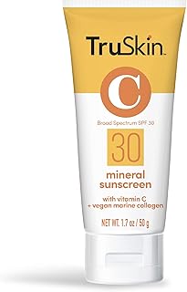 TruSkin Mineral Face Sunscreen SPF 30, Broad Spectrum Mineral Sunscreen for Face with Zinc Oxide, Vitamin C & Vegan Marine Collagen, Lightweight Sunscreen for Sensitive Skin, 1.7 fl oz