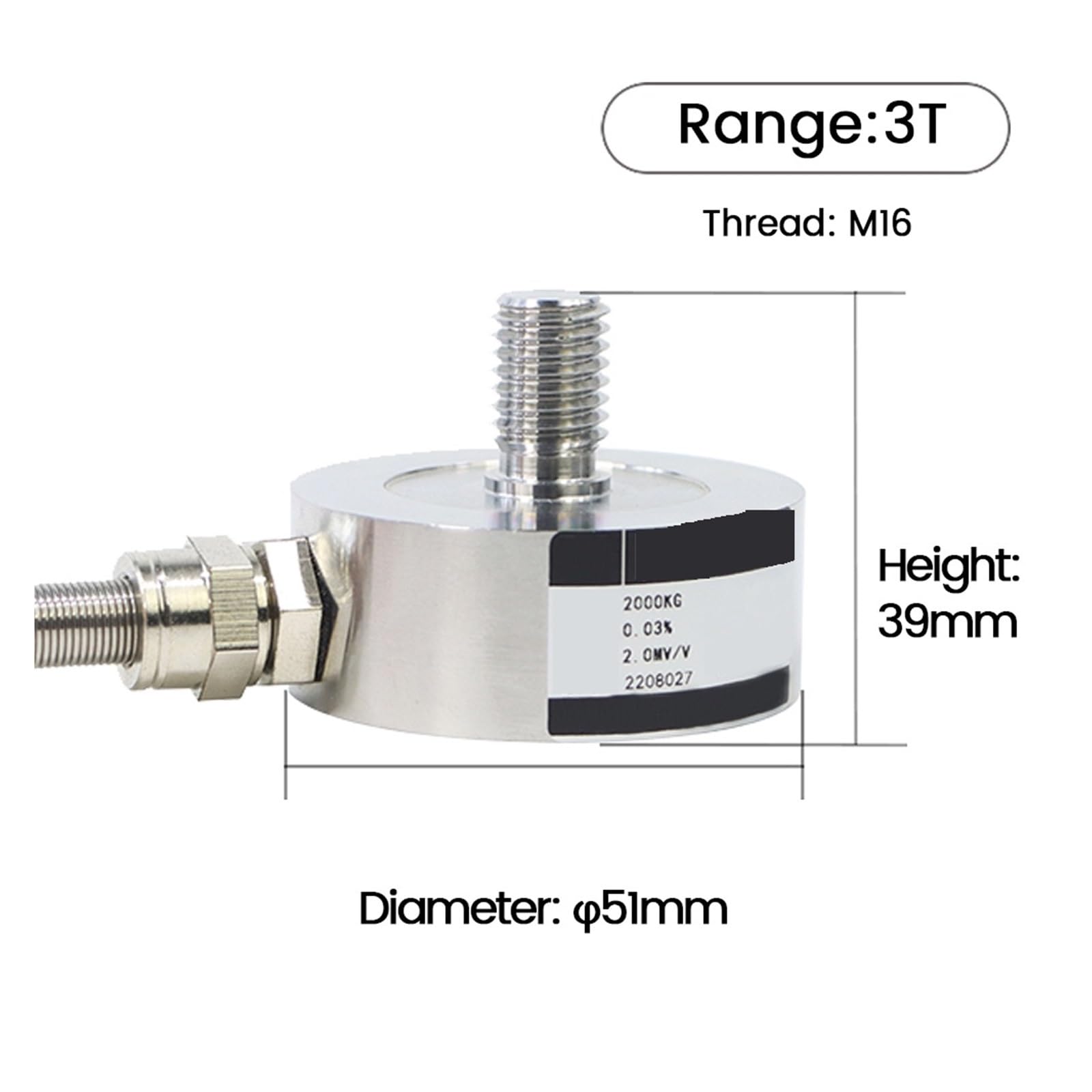 Sensor de Peso, Caja De Diafragma Célula Carga Tensión Medición Fuerza Acero Inoxidable Células Integración Presión Alta Precisión DYMH-104 | 0-3T