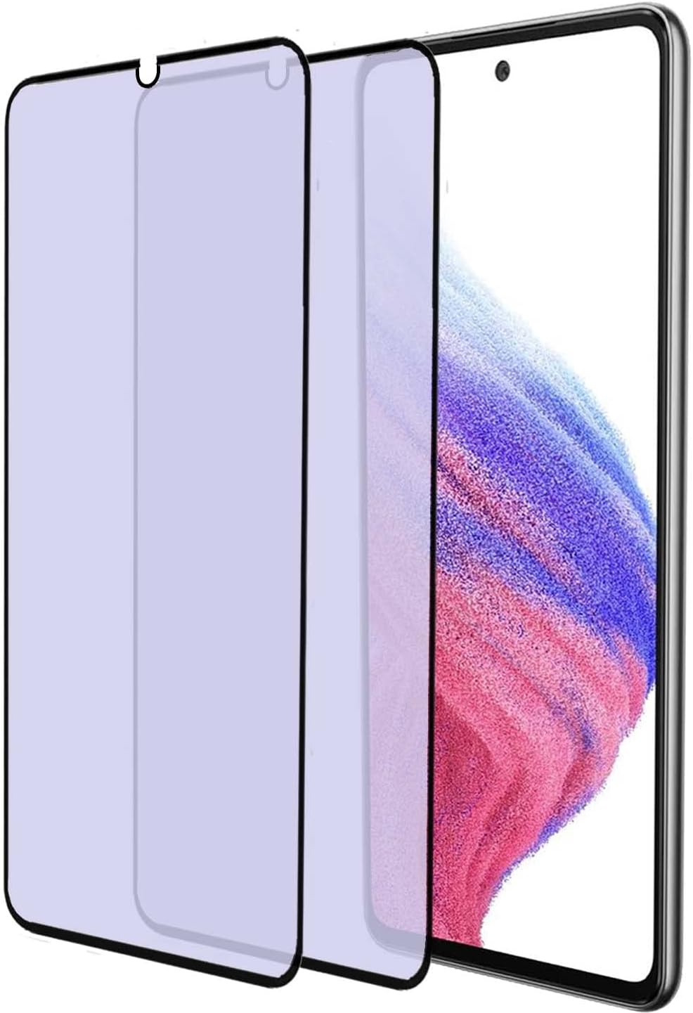 2 pack Anti Blue Light Tempered Glass Screen Protector Compatible with Samsung Galaxy A53/A52/A51.Eye Protection Tempered Glass Film,No Bubbles,9H Hardness HD, Blue Light Blocking Screen Protective Film for Samsung Galaxy A53/A52/A51 6.5” (Purple) 2 pack Anti Blue Light Tempered Glass Screen Protector Compatible with Samsung Galaxy A53/A52/A51.Eye Protection Tempered Glass Film,No Bubbles,9H Hardness HD, Blue Light Blocking Screen Protective Film for Samsung Galaxy A53/A52/A51 6.5” (Purple)