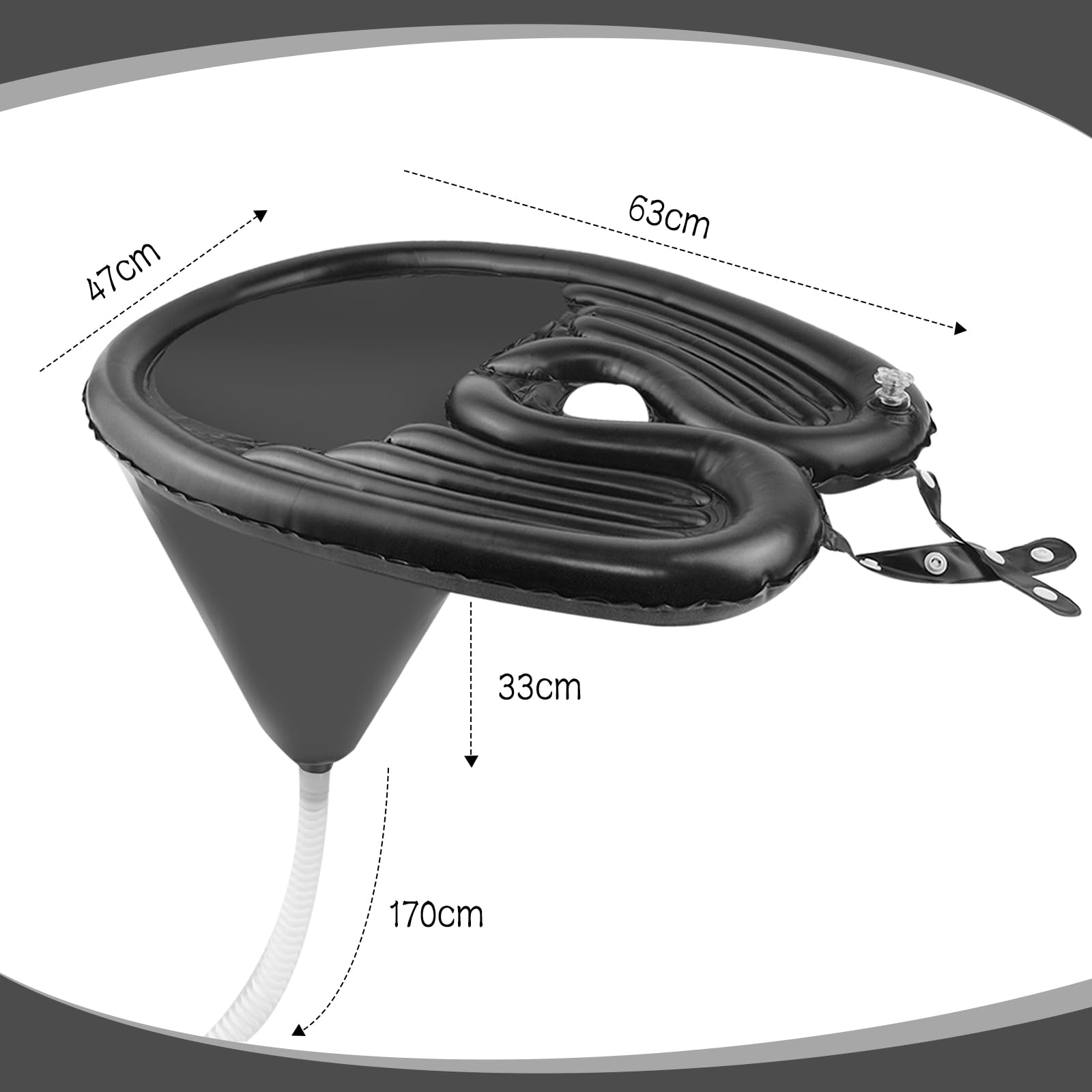 Lavabo inflable, AolKee lavacabezas portatil para casa, champú para discapacitados, ancianos, mujeres embarazadas, con bomba de aire, tubo inflable, pegatinas de mantenimiento de pvc, negro