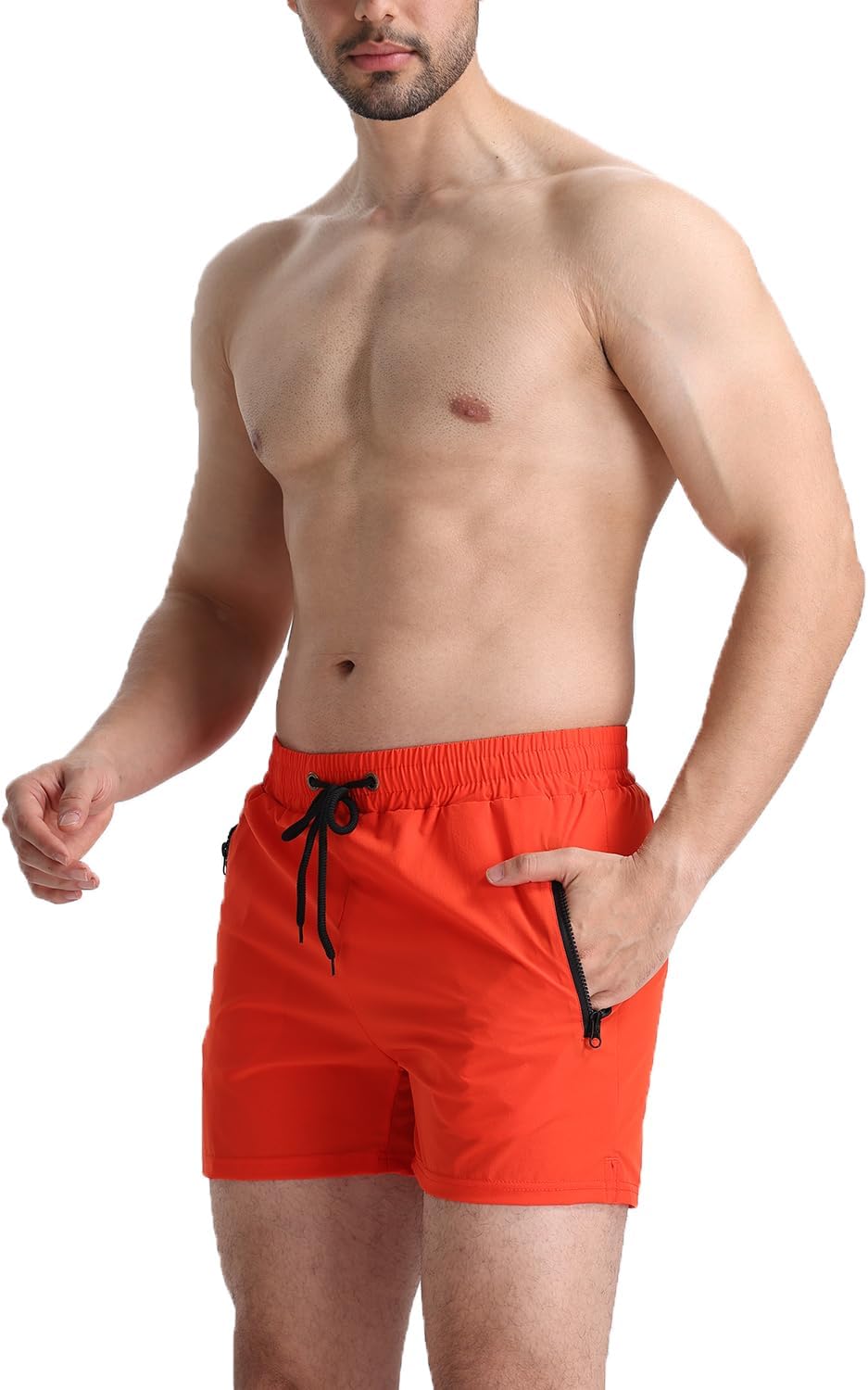 Men’s Swim Trunks Slim-Fit 5" Inseam Mesh Lining Zipper Pockets Swimwear Quick-Dry Bathing Suits for Men, XS-2XL - Image 3