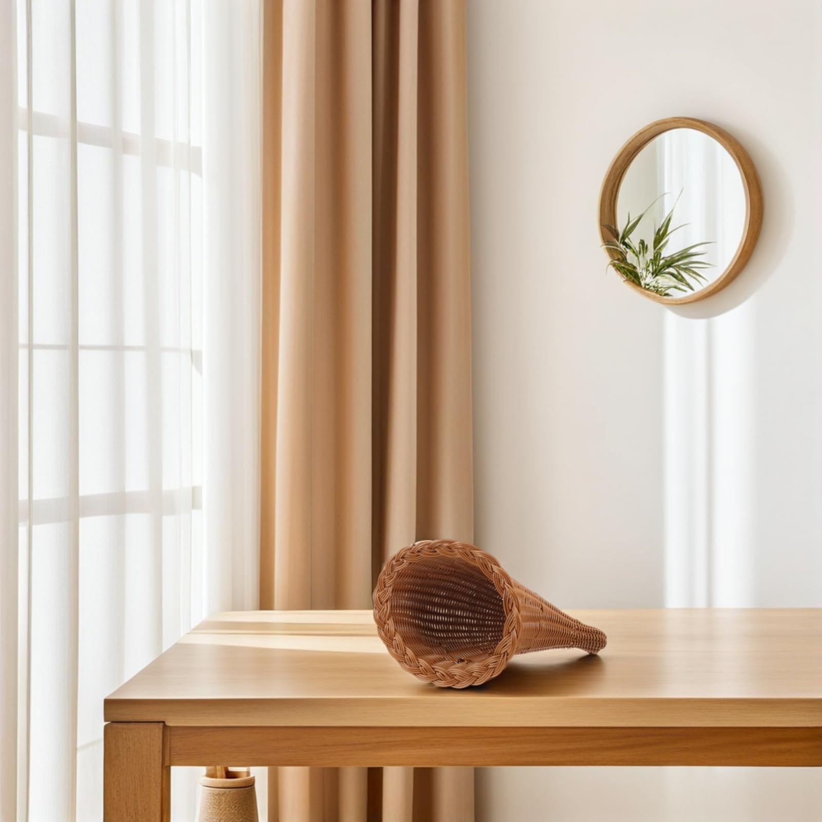 Cesta de Almacenamiento Tejida Forma de Cesta Multifuncional para Pan y Postres Decoración Natural y Rústica