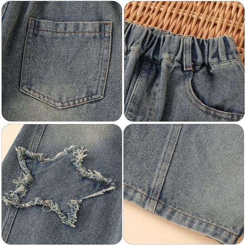 Girls Baggy Jeans High Waist Elastic Loose Fit Wide Leg Casual Denim Pants Streetwear Teens Straight Pants Y2K Trouser3