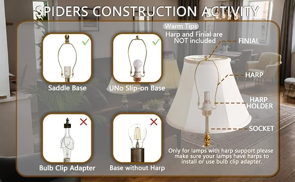 zlamxf Bell Lamp Shades, 6.7" x 13" x 9.5" Replacement Lampshades for Table & Floor Lamp, Natural Linen Hand Crafted Lamp Shades for Bedroom, Living Room (Bamboo White, Meduim Bell-1 Pack) by zlamxf - Used condition - Image 4