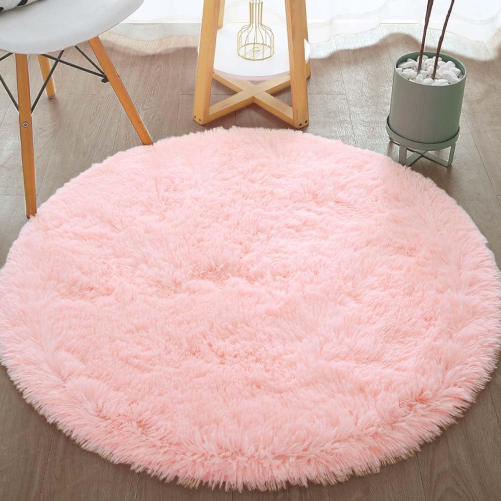 The First Home Decor, Soft Circle Rugs for Girls Room, Fluffy Carpets, Shaggy Rugs, Comfy Reading Rug, Circular Rug,Rugs for Kids Nursery Room, Living Room ((2X2, Pink)-image-32