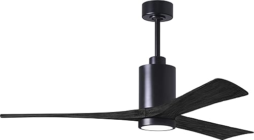 Matthews PA3-BK-BK-60 Patricia - Ventilador de techo para interiores y exteriores con luz LED y control remoto y pared, 3 hojas de madera, negro mate