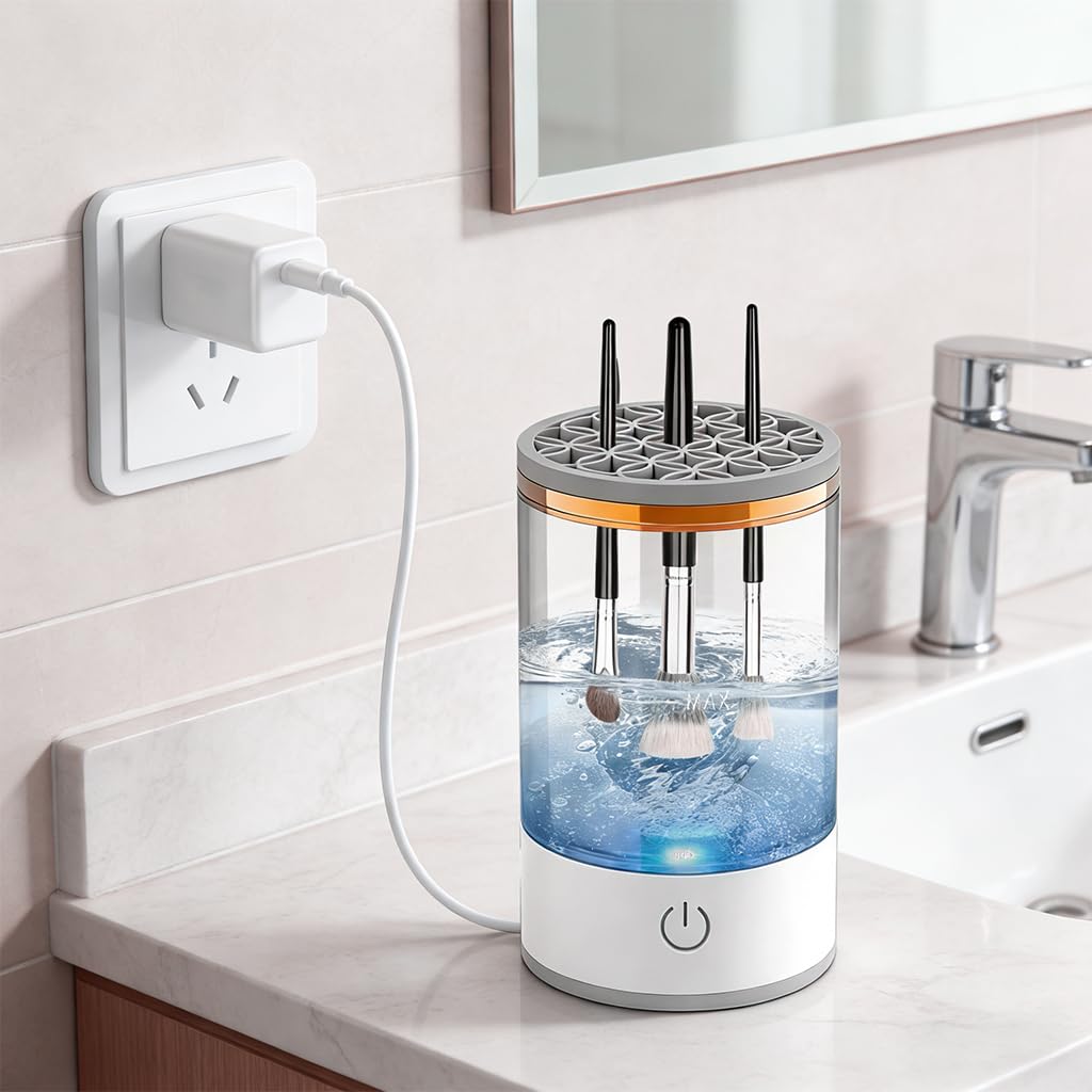 Máquina limpiadora de brochas de maquillaje eléctrica 3 en 1, limpiador automático de brochas de maquillaje eléctrico con secadora, herramienta de limpieza de secado rápido, limpiadores de brochas