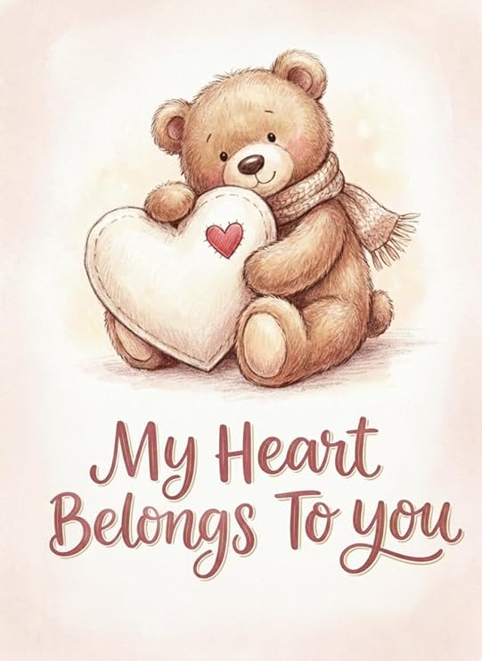 Birthday Gift for Her – Teddy Bear with Love Heart Romantic Greeting Card and Red Heart Chocolate Gifts with Lip-Shaped Sweets – Gift for Wife Girlfriend Boyfriend or Partner