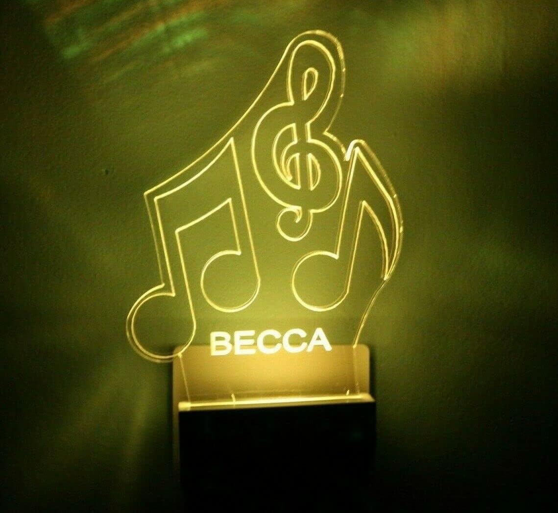 Triple Music Notes Night Light Multi Color Personalized LED Plug-in, Ultra Slim Smooth-Touch With Smart Dusk to Dawn Sensor, Energy Efficient Home Decor Ideal For Any Room or Hallway, Great Gift