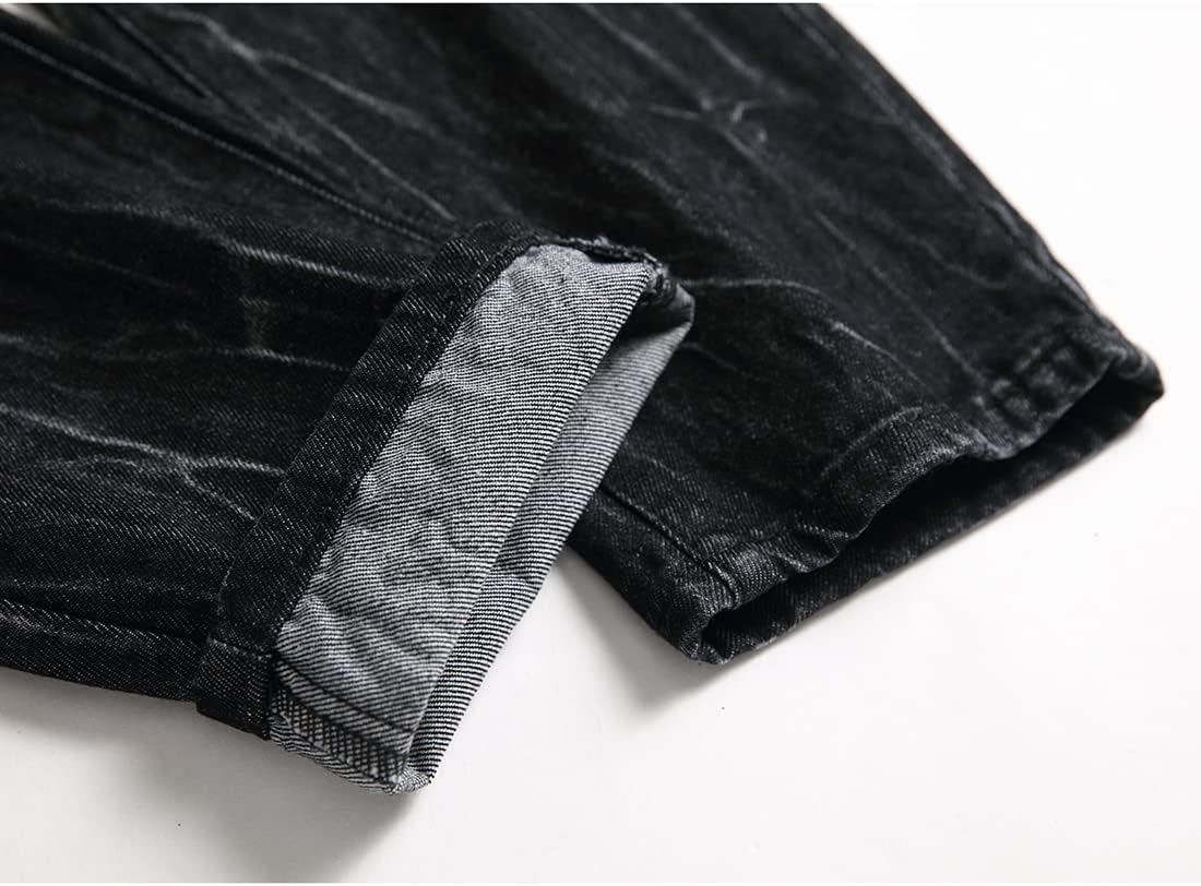 Ripped Jeans for Men Slim Denim Regular Fit Tapered Leg Distressed Destroyed Pants Mens Jeans with Hole - Image 8