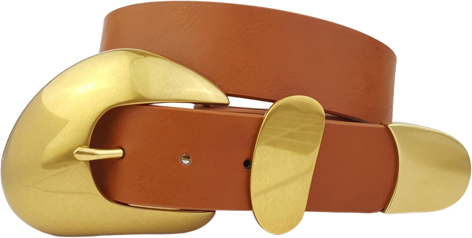 Western-Inspired Vintage Gold Statement Buckle Belt