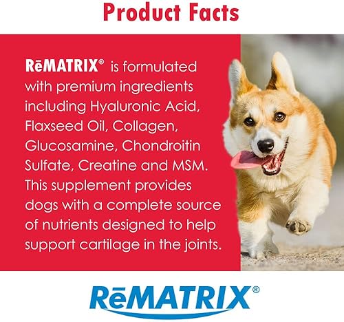 Miniatura 8 de ReMATRIX Suplemento de apoyo articular para perros, glucosamina, condroitina, MSM, omega-3, alivio del dolor de cadera y articulaciones y apoyo para