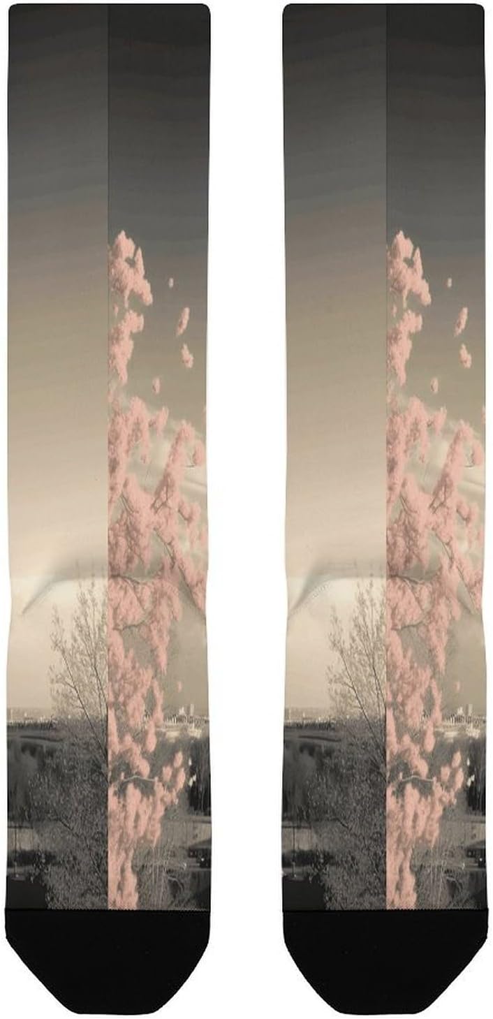 Paris Tower Compression Socks for Men Women, Soft Breathable Knee High Socks Comfort Over The Calf Tube Sock