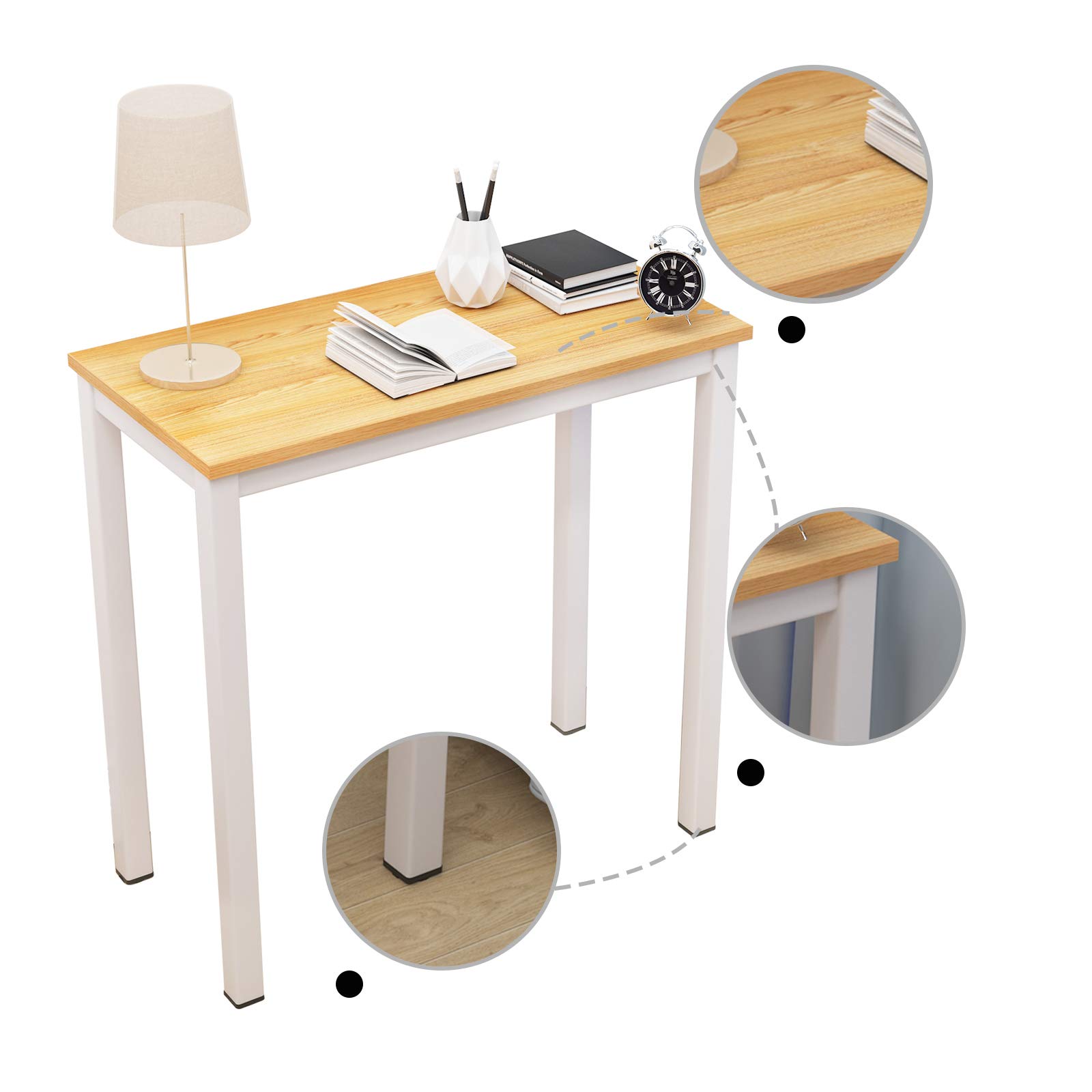 SDHYL Mesa de Trabajo para Ordenador de 80 x 40 cm Mesa de Conferencias para Restaurante Comedor Oficina en Casa Teca Blanco