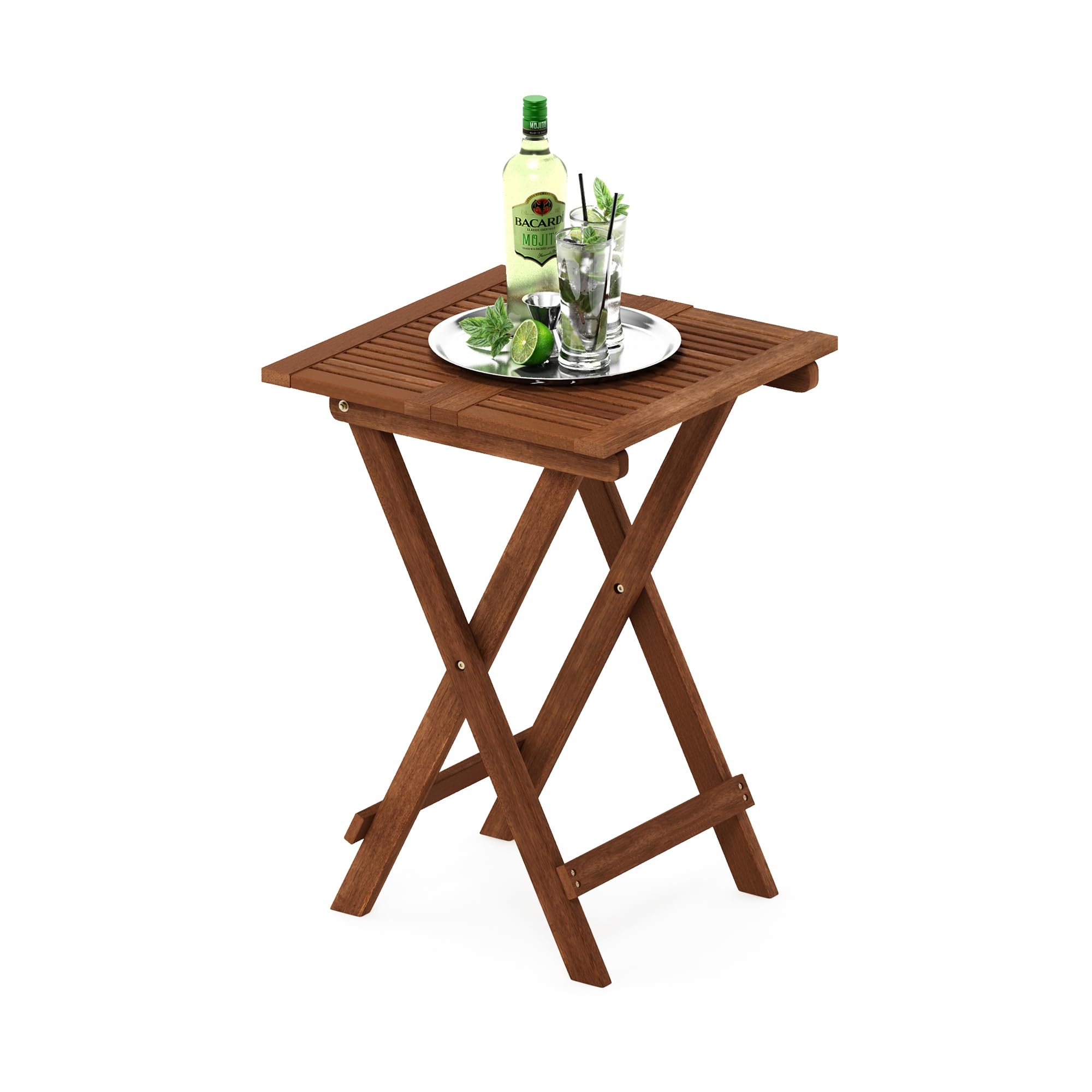 Furinno TIOMAN Tavolino pieghevole per esterni, tavolino da patio, tavolino portatile in legno per balcone, giardino, veranda, finitura a olio di teak, legno chiaro