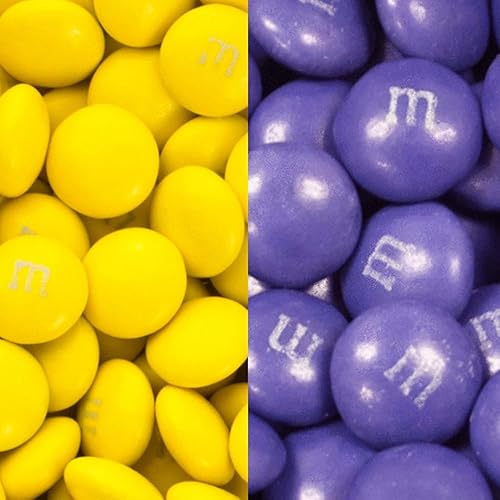 1.5 libras de caramelo de chocolate con leche M&Ms morado y amarillo