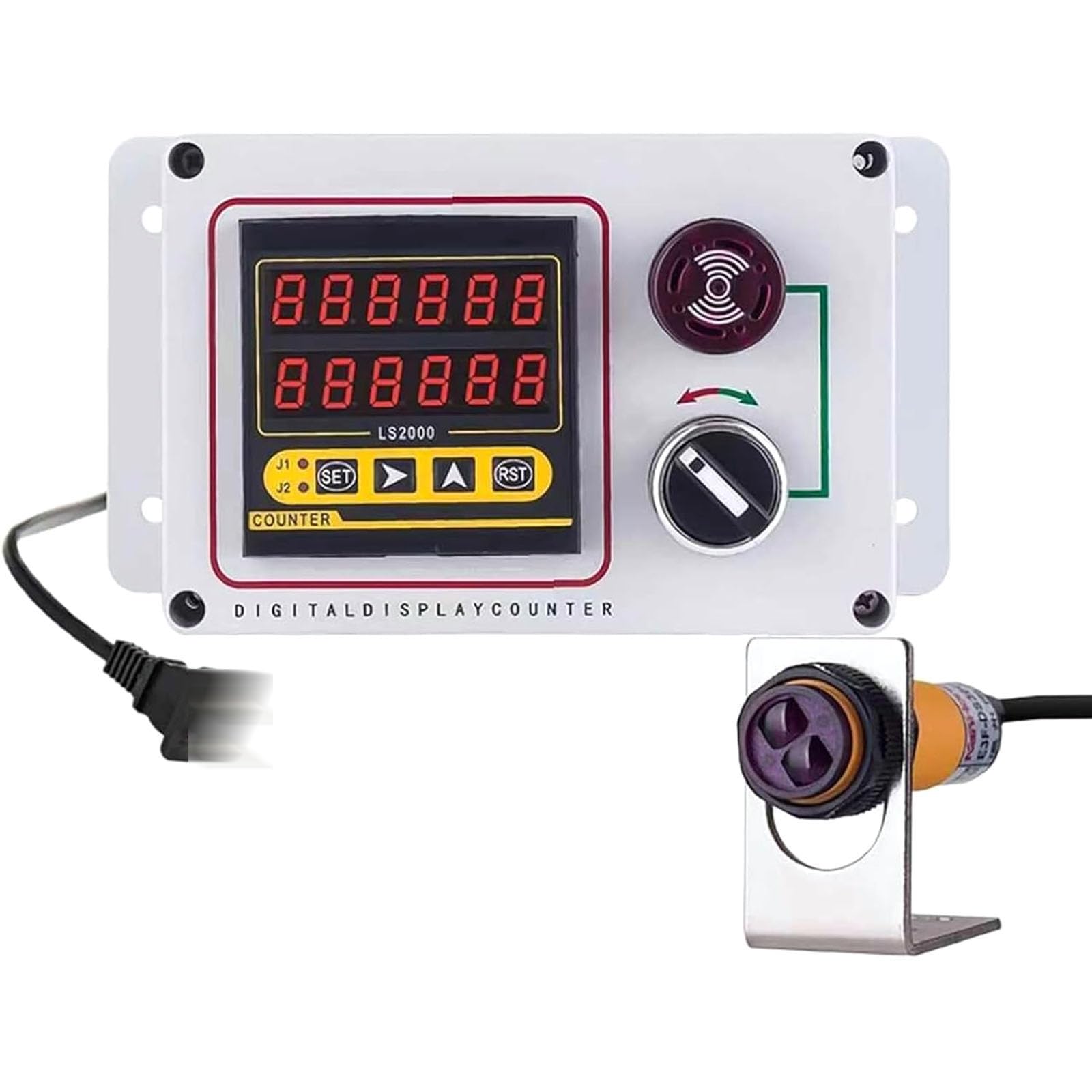 Cyfrowy licznik linii produkcyjnych, automatyczny indukcyjny wyświetlacz licznika, dwurzędowa konstrukcja LED, liczy do 999999, odległość czujnika do 70 cm dla fabryk i warsztatów