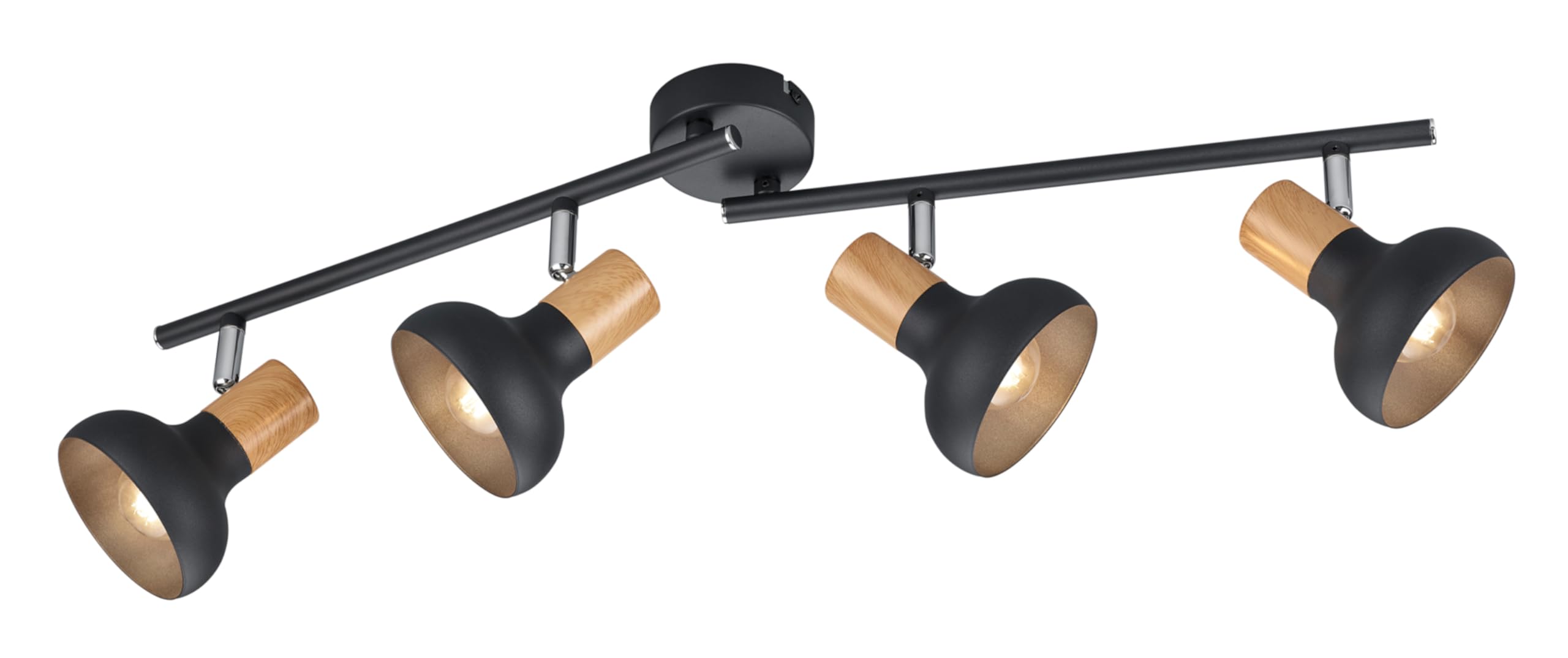 RL LIVE YOUR LIGHT Reality Leuchten Latika Beam R81524032, matt Black Metal, Synthetic Wood, excl. 4X E14