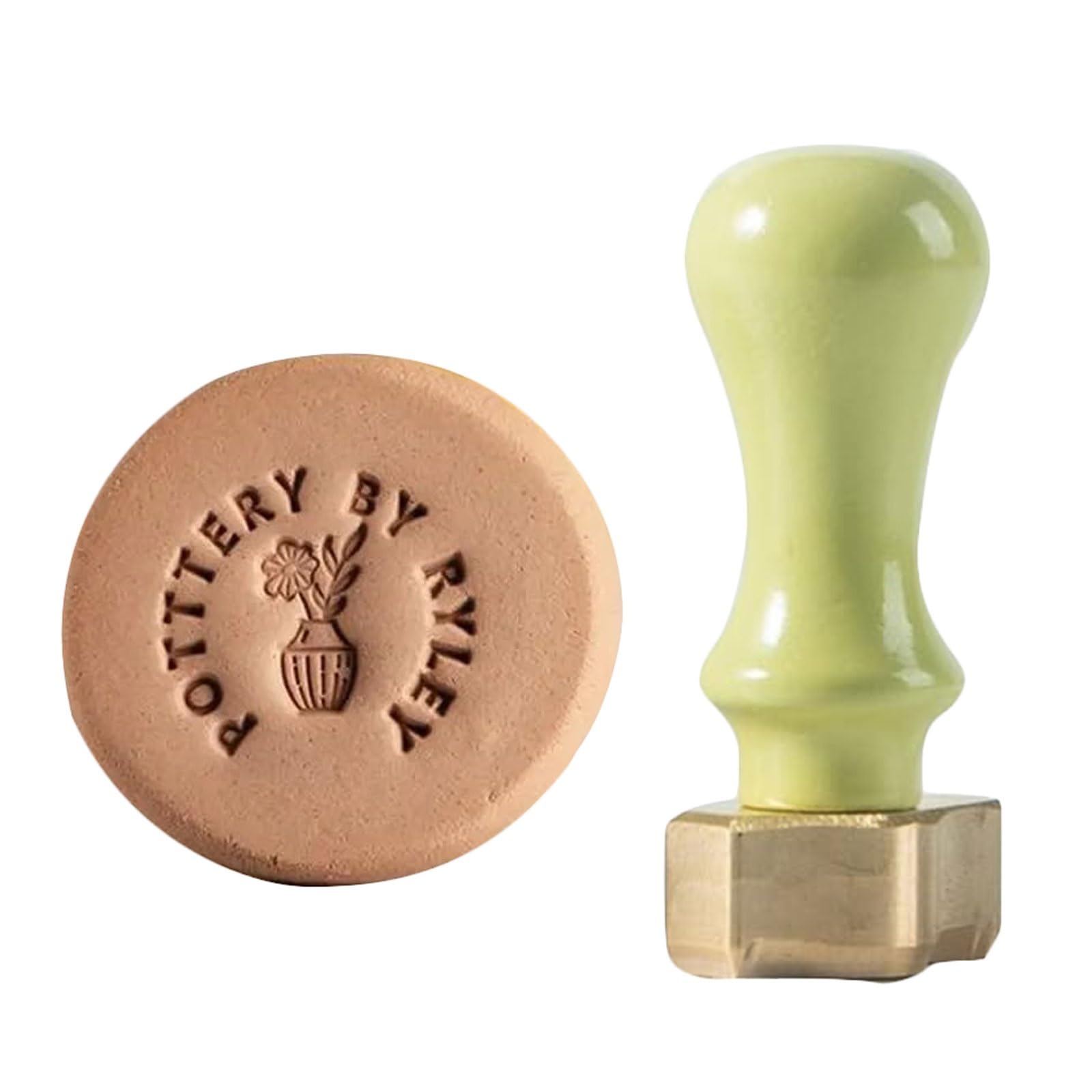 Brass Stamp for Pottery Custom Handmade Pottery Mark and Signature Personalized Ceramic Stamp with Logo and Initials Signature Stamp(2.5Inches)