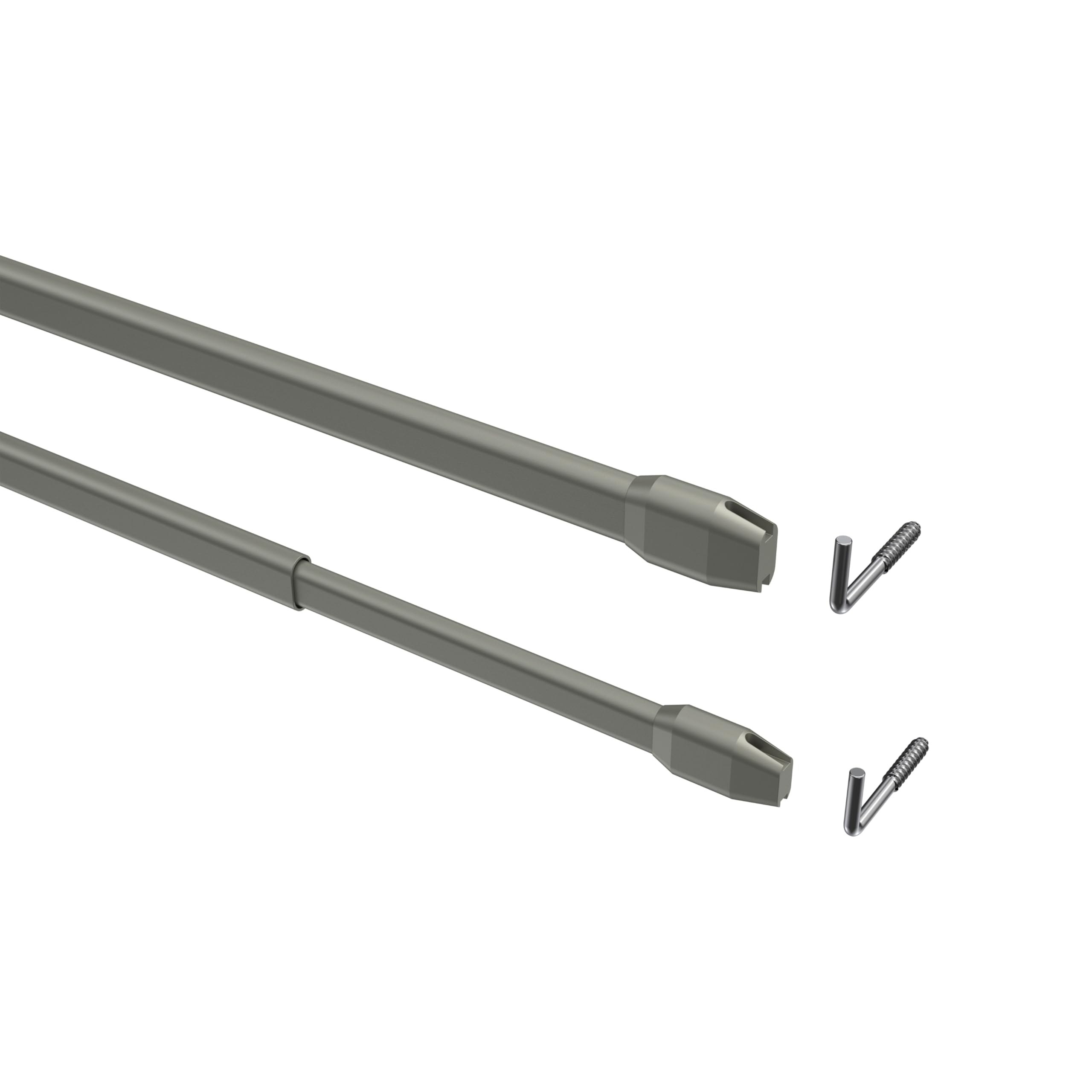 Interdeco Vitragestangen/Scheibenstangen Silbergrau (8 Stück), ausziehbar 60-100 cm
