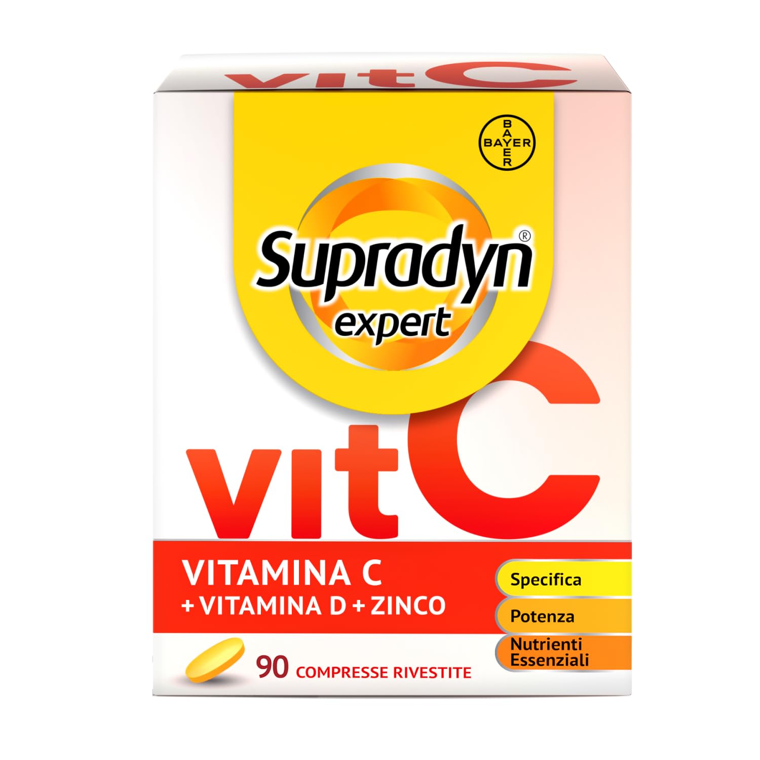 Supradyn Expert Vitamina C 1000 mg + D + Zinco – Integratore Difese Immunitarie Adulti – Vitamina C e Zinco per Sistema Immunitario – 90 Compresse