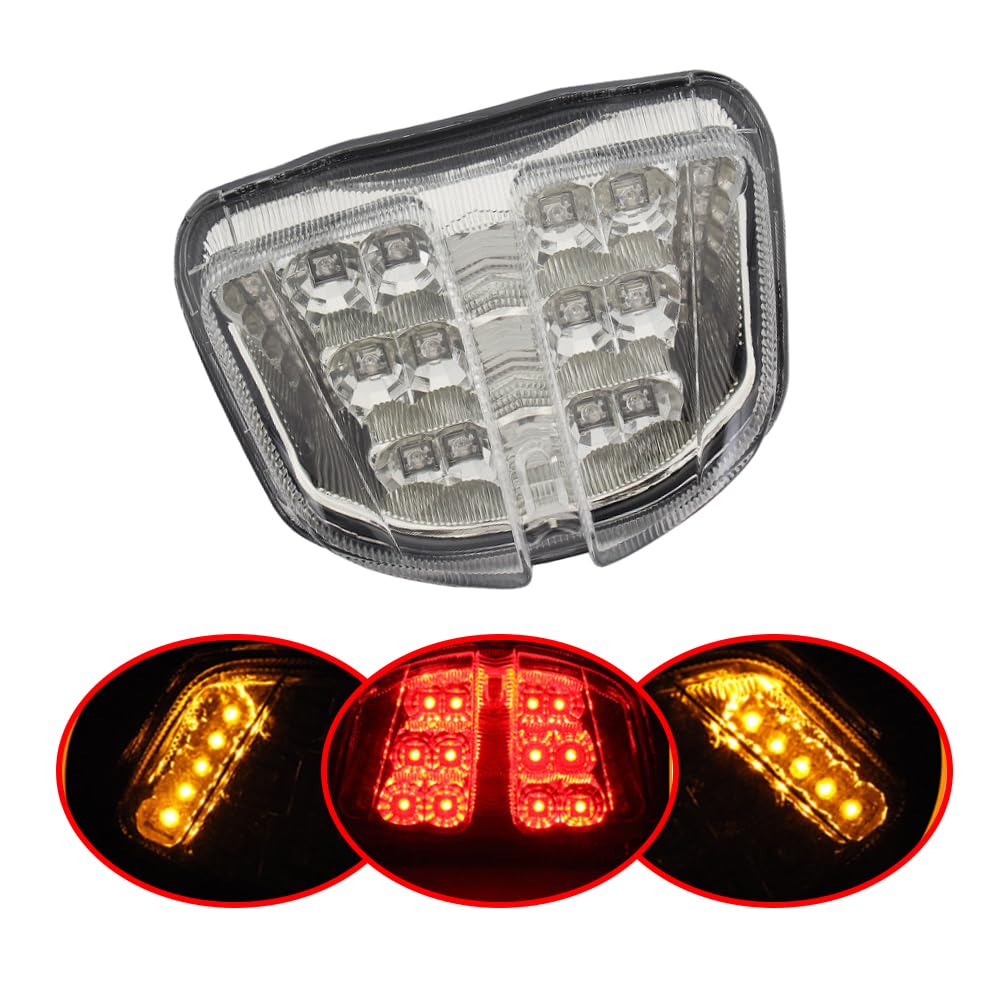 Riloer Luce posteriore a LED per moto, 12 V, luce posteriore per moto, luce di direzione del freno, con grandi perline, parafango posteriore, luce freno di arresto, compatibile con Suzuki