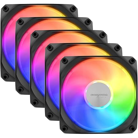 corpuwn 5 Pack ARGB Fans 120mm Silent PWM Case Fan with Hub 1500 RPM High Airflow Cool Fan 5V 3-Pin Adjustable LED Fan with Side Light